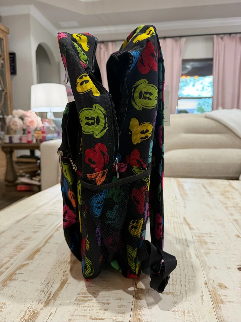 Disneyland Resort Rainbow Silhouette Mickey Mouse Face Multi-Pocket Backpack